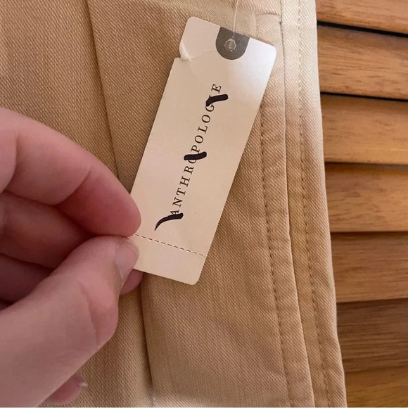 Maeve By Anthropologie Wide Leg Patch Pocket Tan Trouser Pants Women’s Size 12P - Picture 4 of 9